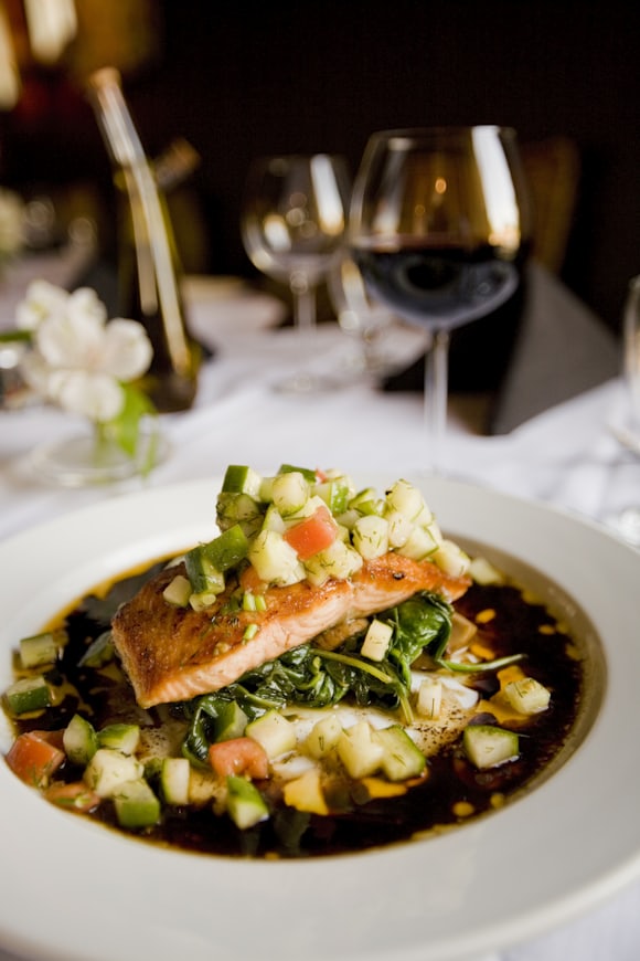 Plate with balanced portions of protein, grains and vegetables